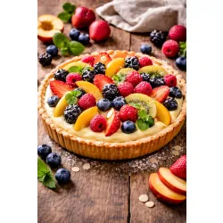 Tarta z kremem budyniowym i owocami